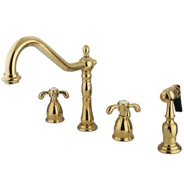 Kingston Brass Widespread Kitchen Faucet, Polished Brass KB1792TXBS - main